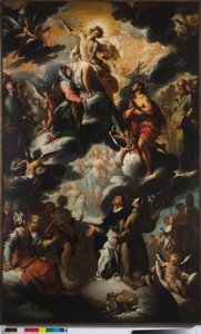 Szent Domonkos látomása (mennyország) alkotó: Bernardo Strozzi