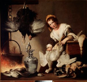 A szakácsnő vízvezeték-szerelő kacsa. Bernardo Strozzi festménye alkotó: Bernardo Strozzi