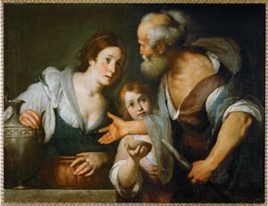 Elizeus próféta és a sareptai özvegyasszony ... (olaj, vászon) alkotó: Bernardo Strozzi