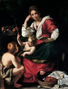 Szűz és gyermek Keresztelő Jánossal fiúként, c. 1620 alkotó: Bernardo Strozzi