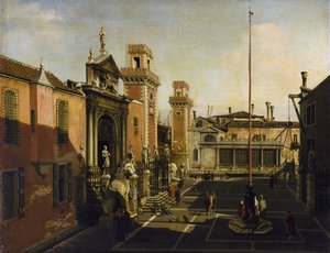 Az Arzenál bejárata, Velence, c. 1740-es évek alkotó: Bernardo after Bellotto
