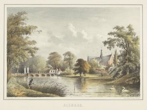 Kilátás Alkmaarra a Grote Kerkkel