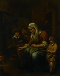 Nő palacsintát készít alkotó: Bernardus van Schijndel