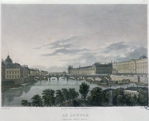 A Pont vagy Passerelle des Arts, Párizs, 1832 (színes metszet)