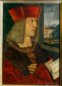 I. Maximilian császár (1459-1519) portréja Bernard Strigel (1460-1528) festménye XV. Mérete 0,38 x 0,28 m