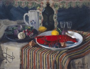 Tányér homárral és citrommal (olaj, vászon) alkotó: Bernt Wilhelm Tunold