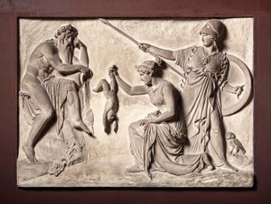 Thetis Achilles-t a Sztüx folyóba mártja alkotó: Bertel Thorvaldsen