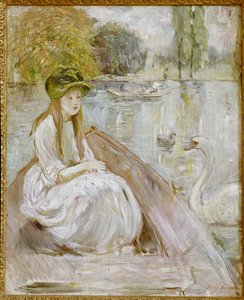 Jeanne Fourmanoir Aside the Lake. Painting by Berthe Morisot alkotó: Berthe Morisot