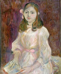 Julie Manet (1878-1966) portréja könyvet tartva, 1889 alkotó: Berthe Morisot
