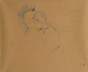 Fiatal lányok portréja (színes zsírkréta és ceruza) alkotó: Berthe Morisot