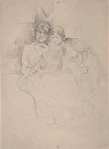 Rajzlecke – Berthe Morisot rajz a lányával, 1889-90 körül (szárazhús) alkotó: Berthe Morisot
