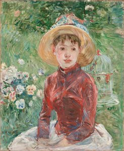 Fiatal lány a füvön, a vörös míder Mademoiselle Isabelle Lambert, 1885. alkotó: Berthe Morisot