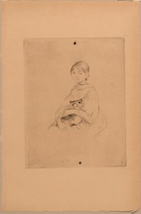 Fiatal lány macskával, 1888 körül (metszet) alkotó: Berthe Morisot