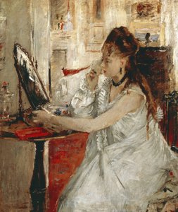 Fiatal nő púderezi az arcát (olaj, vászon alkotó: Berthe Morisot