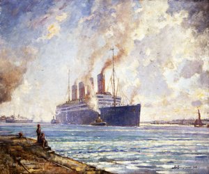 Az Aquitania jön a Southampton Water felé