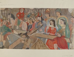 9. számú keresztút: Jézus harmadszor elesik, c. 1936. alkotó: Beulah Bradleigh