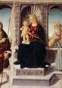 Madonna és gyermeke Keresztelő Szent Jánossal és Jeronimóval a trónon