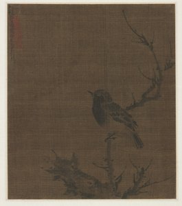 Alvó madár a Prunus ágon alkotó: Bian Wenjin