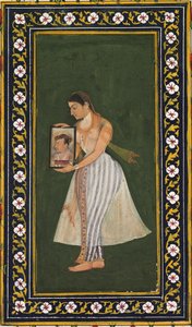 Nur Jahan, kezében Jahangir császár portréja, kb. 1627. alkotó: Bishandas
