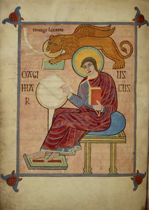Szent Márk, a Lindisfarne-evangéliumokból, 710-21 (vellum) alkotó: Bishop of Lindisfarne Eadfrith