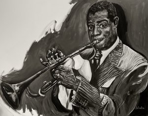 Louis Armstrong, 2021 körül (akril, vászon) alkotó: Blake Munch
