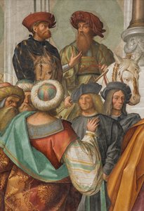 Középhajó, második északi szakasz, Szűz házassága, Boccaccio Boccaccino 1514-15, részlet alkotó: Boccaccio Boccaccino
