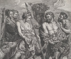 Diana visszatért az üldözésből, kutyák és nimfái kíséretében balra, ketten ültek..., kb. 1640-59.