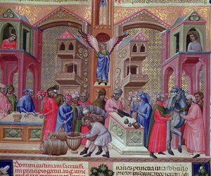 Kereskedők Céhe, a „Justinian Institutiones Feodorum et Alia” kéziratból, 1300 körül (vellum)