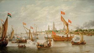 Ünnepi szertartás a Scheldten Antwerpen előtt