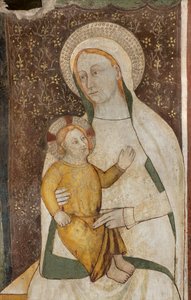 Északi kereszthajó, Szent Mihály arkangyal oltára, az oltárkép mögött Bonifacio Bembo, Szűz és Gyermek freskói alkotó: Bonifacio Bembo