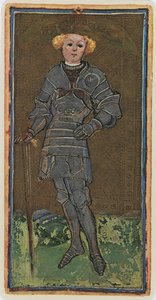 Kardok Knave, egy tarot kártya fakszimile a „Visconti” pakliból, 1441-47