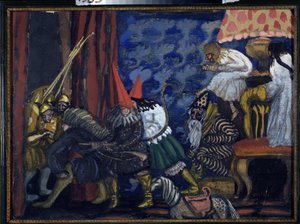 Egy hajókiállítás. Borisz Dmitrijevics Grigorjev (1886-1939) munkája, tempera kartonra alkotó: Boris Dmitrievich Grigoriev