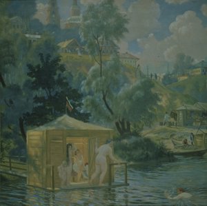 Fürdőzők, 1921 alkotó: Boris Mikhailovich Kustodiev