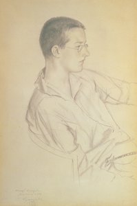 Dmitrij Dmitrijevics Sosztakovics (1906-75) portréja, 1923 (ceruza papíron) alkotó: Boris Mikhailovich Kustodiev