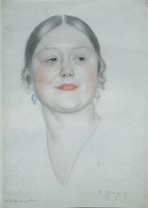 Maria Dmitrievna Sosztakovics portréja, 1923 alkotó: Boris Mikhailovich Kustodiev