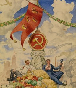 Munkás és gazda, 1923 alkotó: Boris Mikhailovich Kustodiev