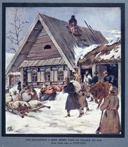 Fegyveres erők beszerzési kellékei egy faluban alkotó: Boris Vasilievich Zvorykin