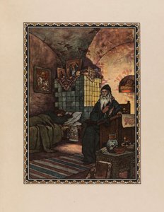 Pimen. Illusztráció A. Puskin Borisz Godunov drámájához, 1927. alkotó: Boris Vasilievich Zvorykin
