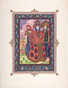 Vaszilissa la Belle (Vassilissa la tres Belle) - Illusztráció a Szépséges Vasziliza című meséhez par Zvorykin, Borisz Vasziljevics (1872-1935 után), c. 1925 - Színes litográfia, 27,3x20,5 - Magángyűjtemény