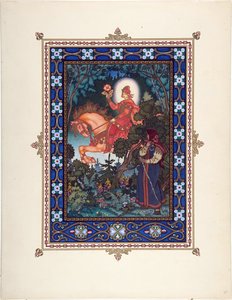 Vassilissa la Belle (ou Vassilissa la tres belle) - Illusztráció a Szépséges Vasziliza című meséhez par Zvorykin, Borisz Vasziljevics (1872-1935 után), c. 1925 - Színes litográfia, 27,3x20,5 - Magángyűjtemény