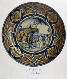 Actéon meglepő Artemis (diane) au bain - a „XV., XVI. és XVIII. századi olasz fajanszok gyűjteményében”, C. Delange és C. Borneman tervezte, szerk. Delange, Párizs alkotó: Bornemann Bornemann