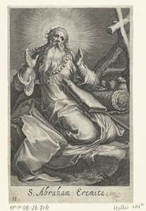 Edesszai Szent Ábrahám remeteként S. Abraham Eremita (cím a tárgyon) Remeték (sorozat címe) Sacra eremvs ascetarvm (sorozat címe) alkotó: Boëtius Adamsz. Bolswert
