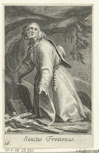 Egyiptomi Szent Frontonius remeteként Sanctus Frontonius (cím a tárgyon) Remeték (sorozat címe) Sacra eremvs ascetarvm (sorozat címe) alkotó: Boëtius Adamsz. Bolswert