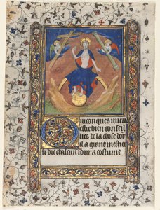 Levél az órák könyvéből: Krisztus az ítéletben, c. 1415. alkotó: Boucicaut Master