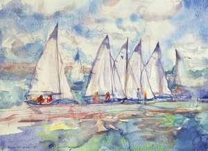Blue Sailboats, 1989 (wc papíron) alkotó: Brenda Brin Booker