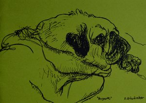"Hogarth" (tinta zöld papíron) alkotó: Brenda Brin Booker