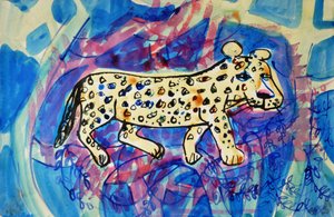 Leopard (akril poszter színű és színes tinták)