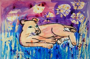 Lioness (akril poszterszín és színes tinták) alkotó: Brenda Brin Booker