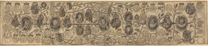 Családfa VII. Henrik, VIII. Henrik, Erzsébet, Jakab és Károly portréival