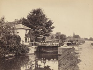 Zárőrház és zsilipkapuk,1850-es évek (fotó) alkotó: British Photographer